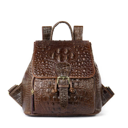 Rucksack aus Leder in Kroko-Optik