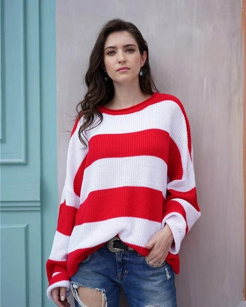 Block-Stripe Oversized Knit Sweater “Stella”