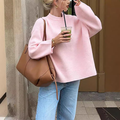 Oversized Crew-Neck Knit Sweater “Paulina”