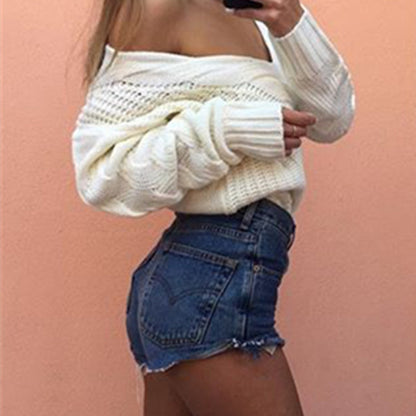 Zopfstrick-Pullover mit V-Ausschnitt „Marina“