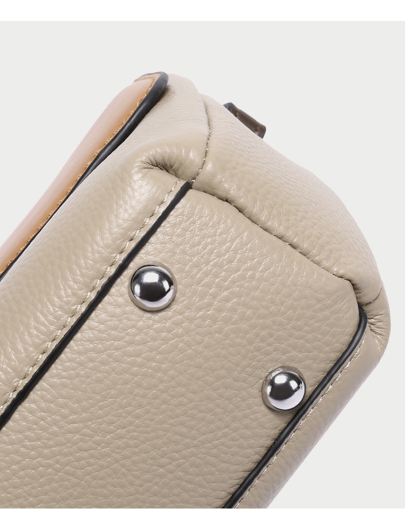 Two-Tone Leather Flap Handbag