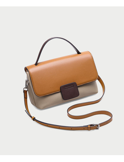 Two-Tone Leather Flap Handbag