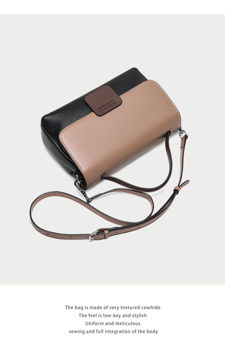 Two-Tone Leather Flap Handbag