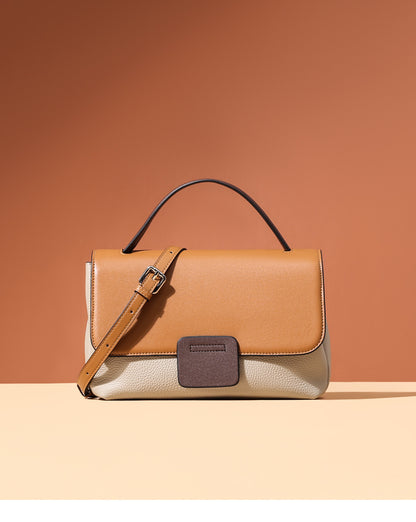 Two-Tone Leather Flap Handbag