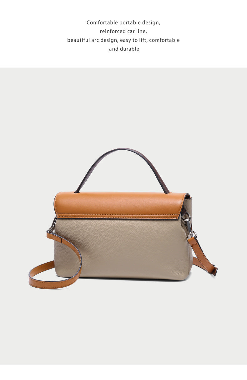 Two-Tone Leather Flap Handbag