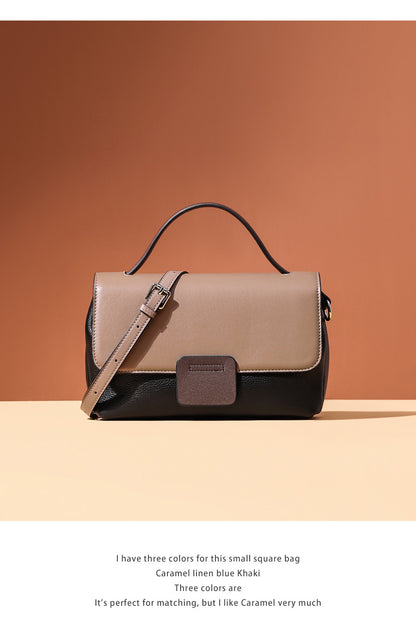 Two-Tone Leather Flap Handbag