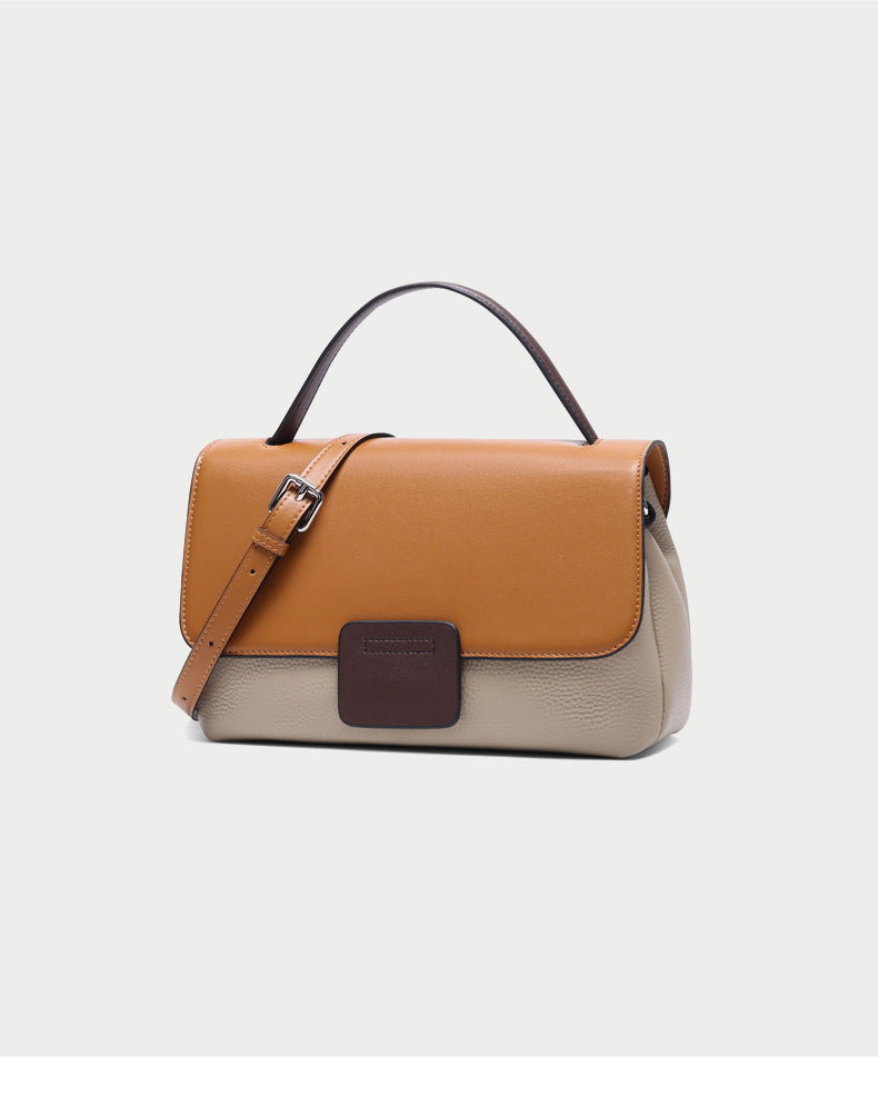 Two-Tone Leather Flap Handbag