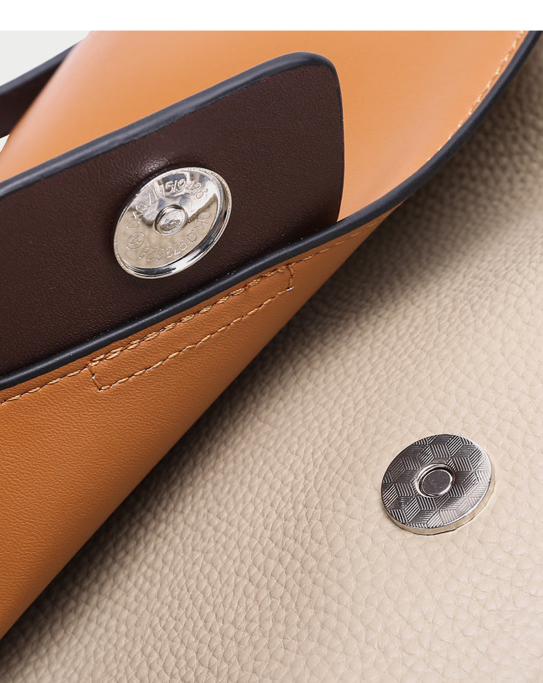Two-Tone Leather Flap Handbag