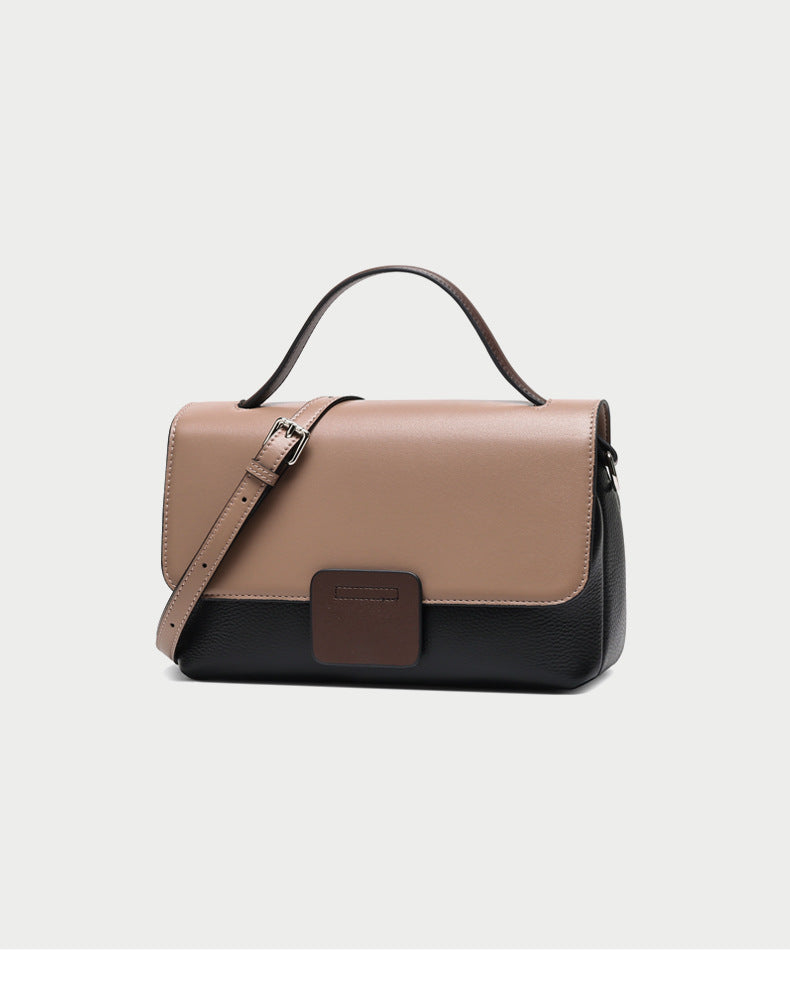 Two-Tone Leather Flap Handbag