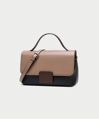 Two-Tone Leather Flap Handbag