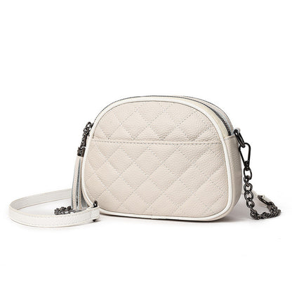 Quilted Leather Oval Crossbody Bag