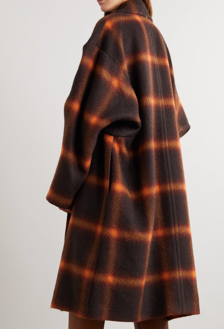 Oversized Orange Check Coat “Tove”