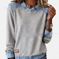 Denim-Collar Knit Pullover “Noemi”