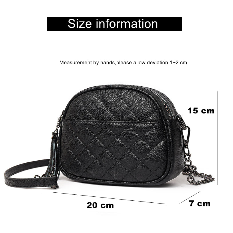 Quilted Leather Oval Crossbody Bag