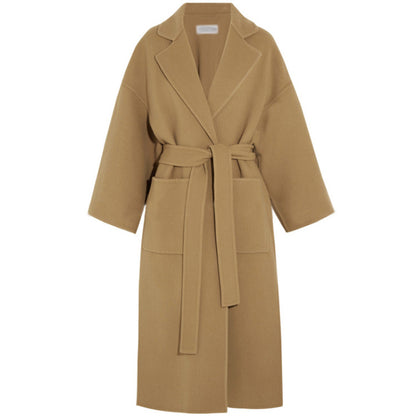Belted Camel Wrap Coat “Thea”