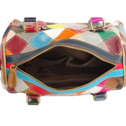 Patchwork Cowhide Boston Bag