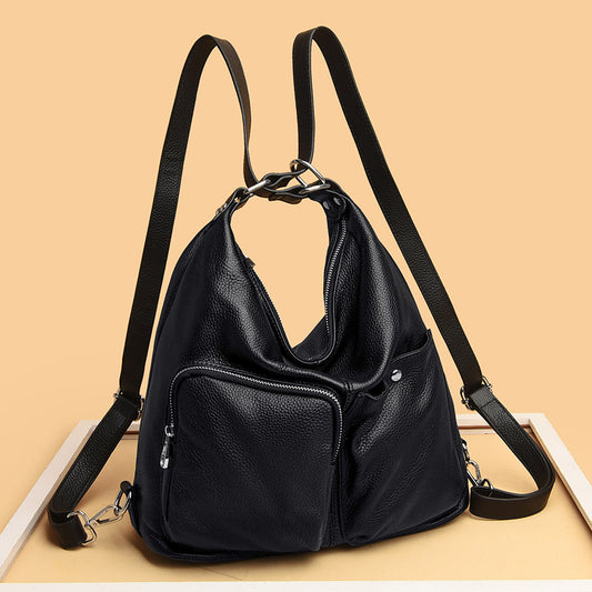 Wandelbare Schultertasche aus genarbtem Leder
