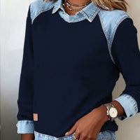 Denim-Collar Knit Pullover “Noemi”