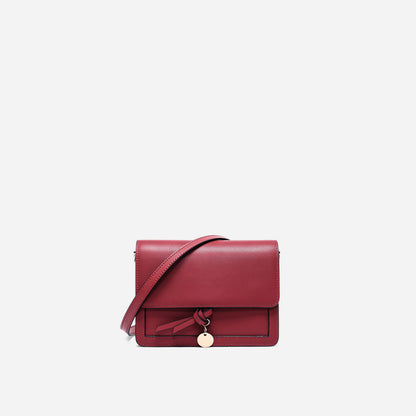Leather Flap Crossbody Bag with Charm