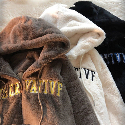 Plüsch-Kapuzenjacke mit Reißverschluss „Manon“