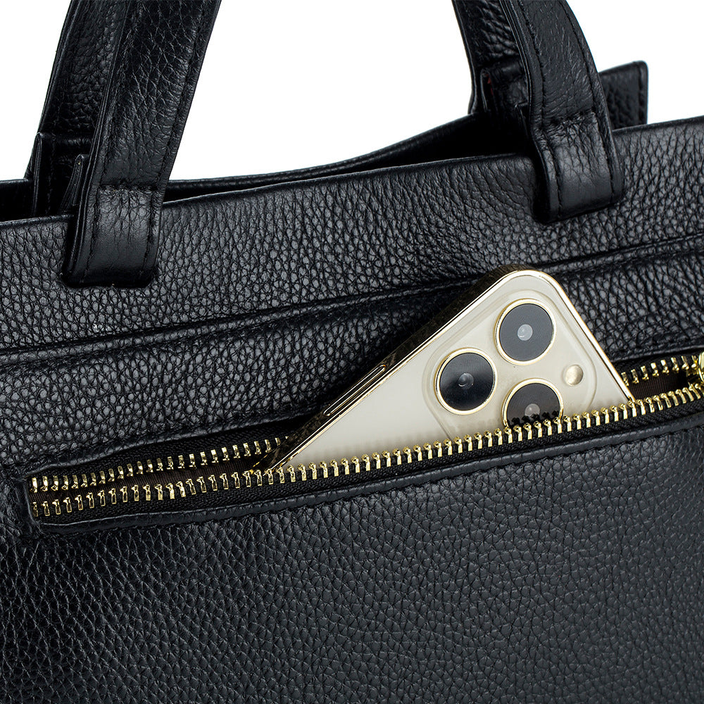 Genuine Leather Boston Handbag