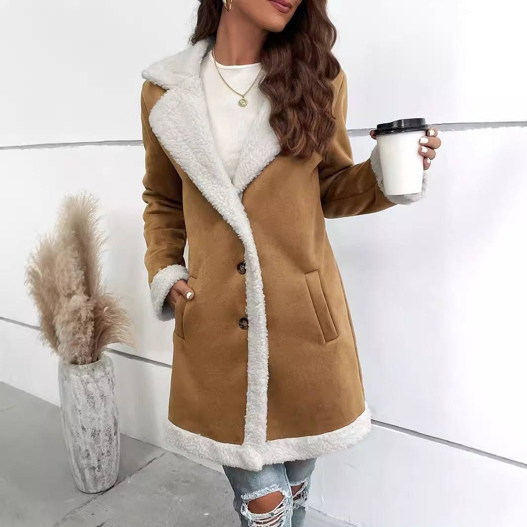 Mantel in Wildleder-Optik mit Teddyfutter „Ylva“