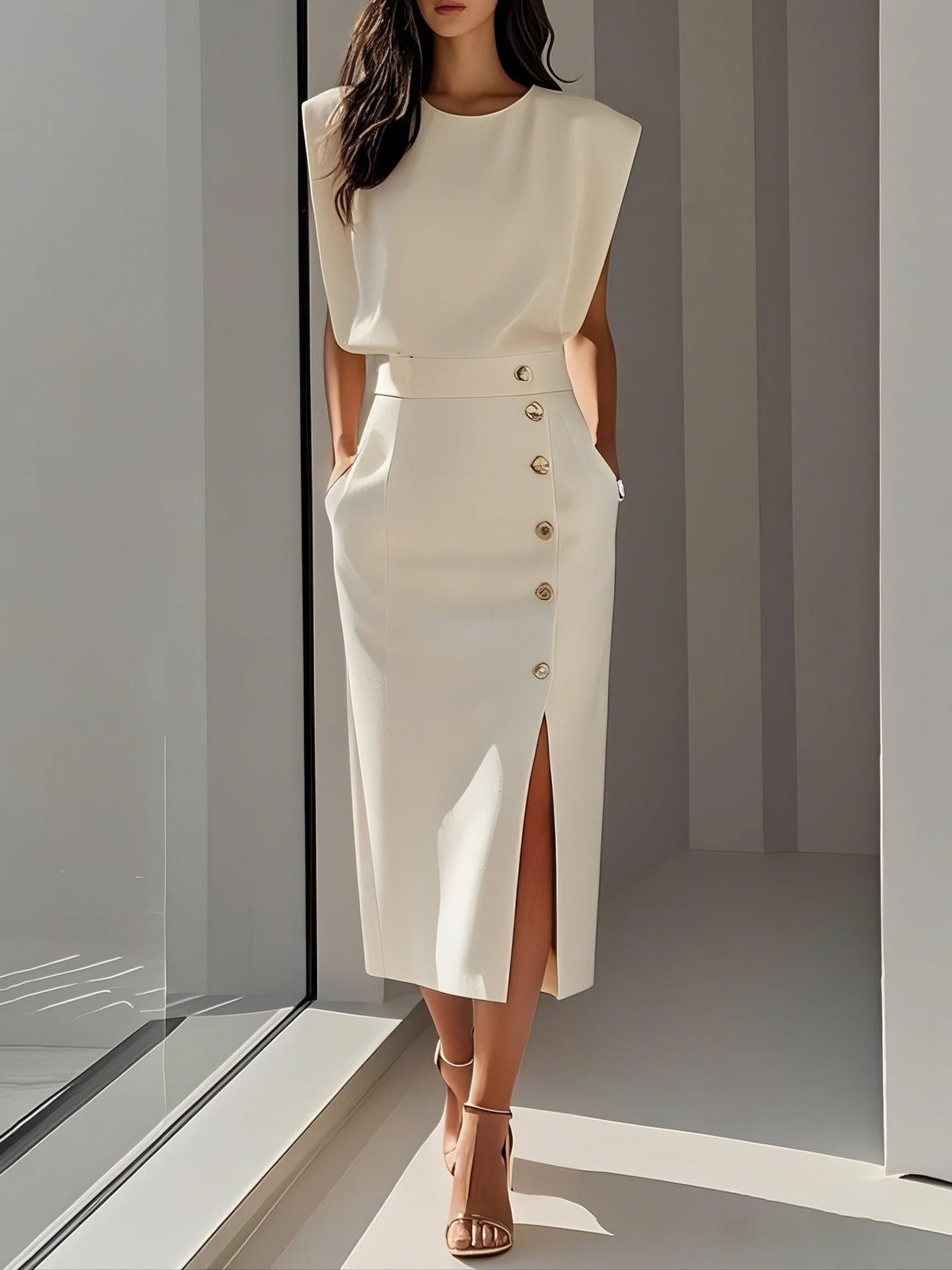 Structured Sleeveless Midi Dress “Stephanie”