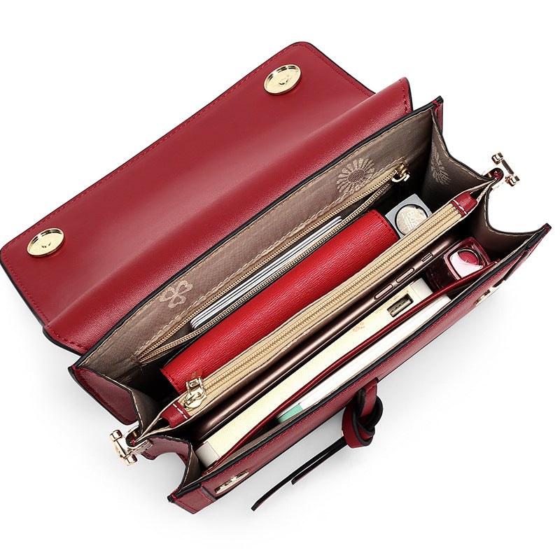 Leather Flap Crossbody Bag with Charm