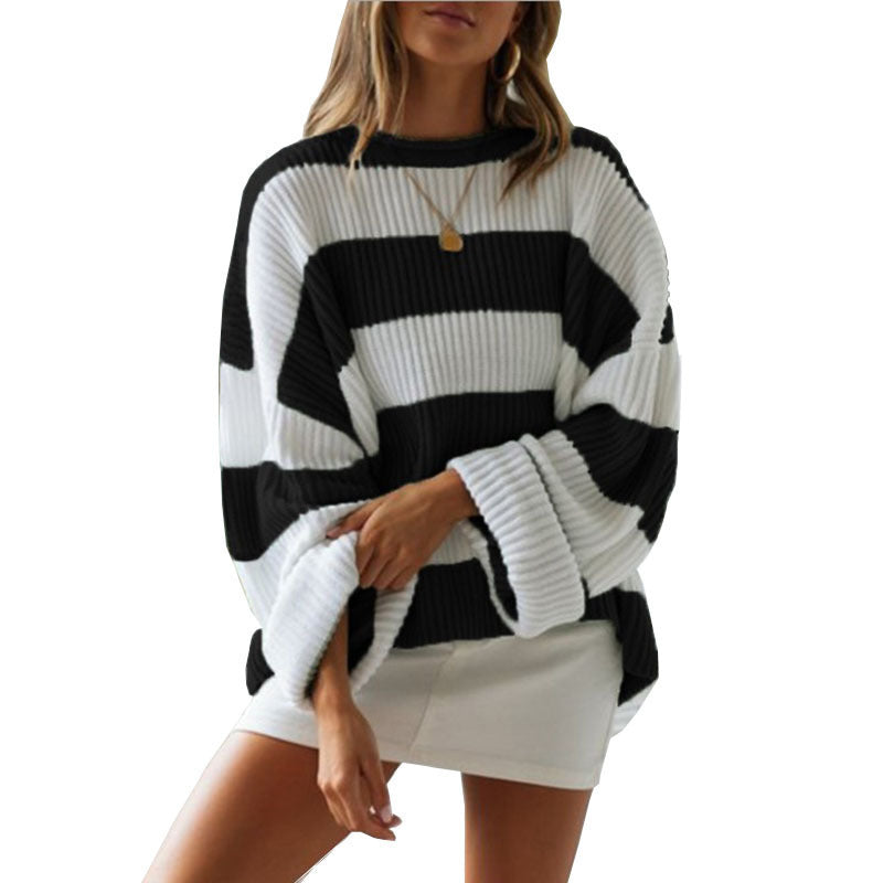 Block-Stripe Oversized Knit Sweater “Stella”