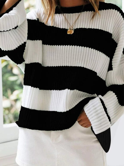 Block-Stripe Oversized Knit Sweater “Stella”