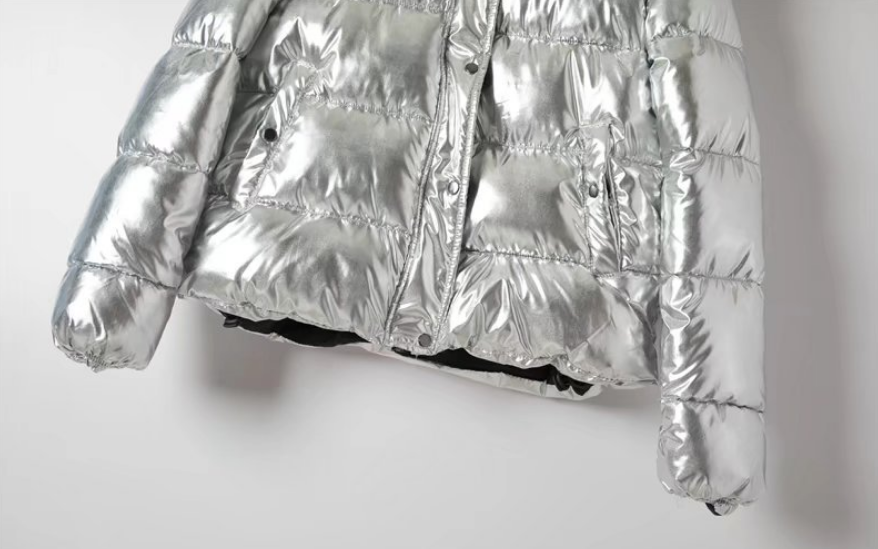 Metallic Silver Puffer Jacket “Saga”