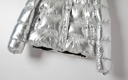 Metallic Silver Puffer Jacket “Saga”