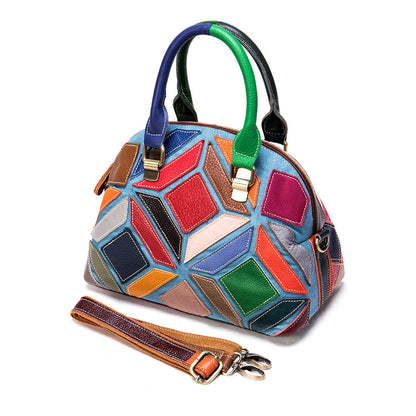 Patchwork Leather Dome Handbag