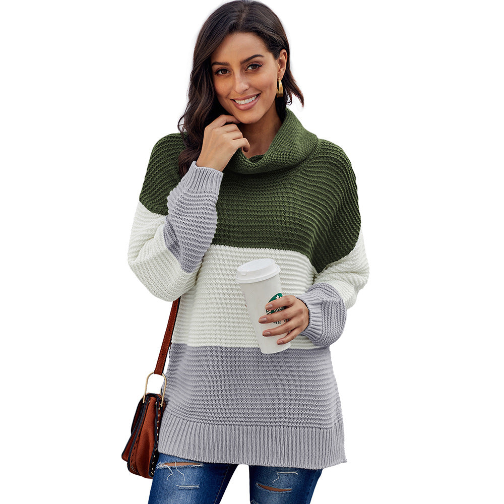 Colour-Block Turtleneck Knit Sweater “Carolina”