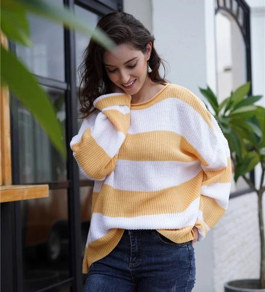 Block-Stripe Oversized Knit Sweater “Stella”