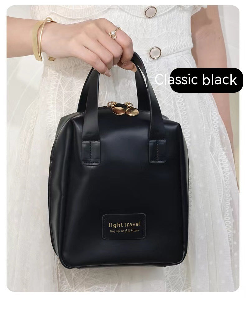 Muschel-Kosmetiktasche mit Henkeln aus PU-Kunstleder