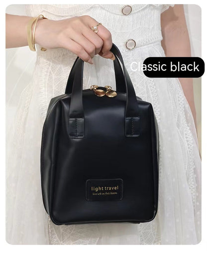 Muschel-Kosmetiktasche mit Henkeln aus PU-Kunstleder