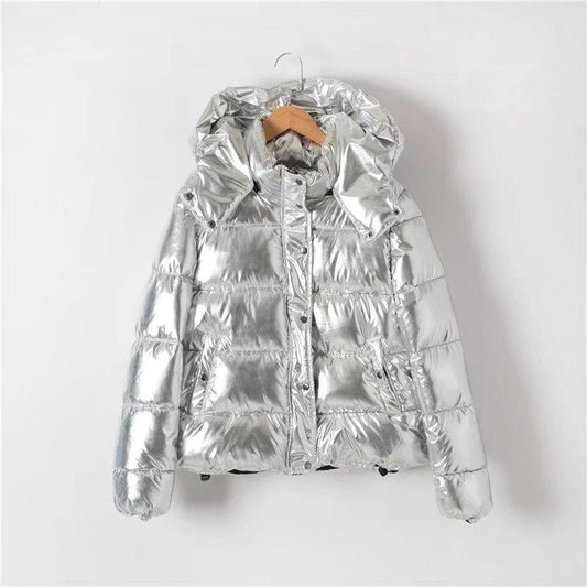 Metallic Silver Puffer Jacket “Saga”