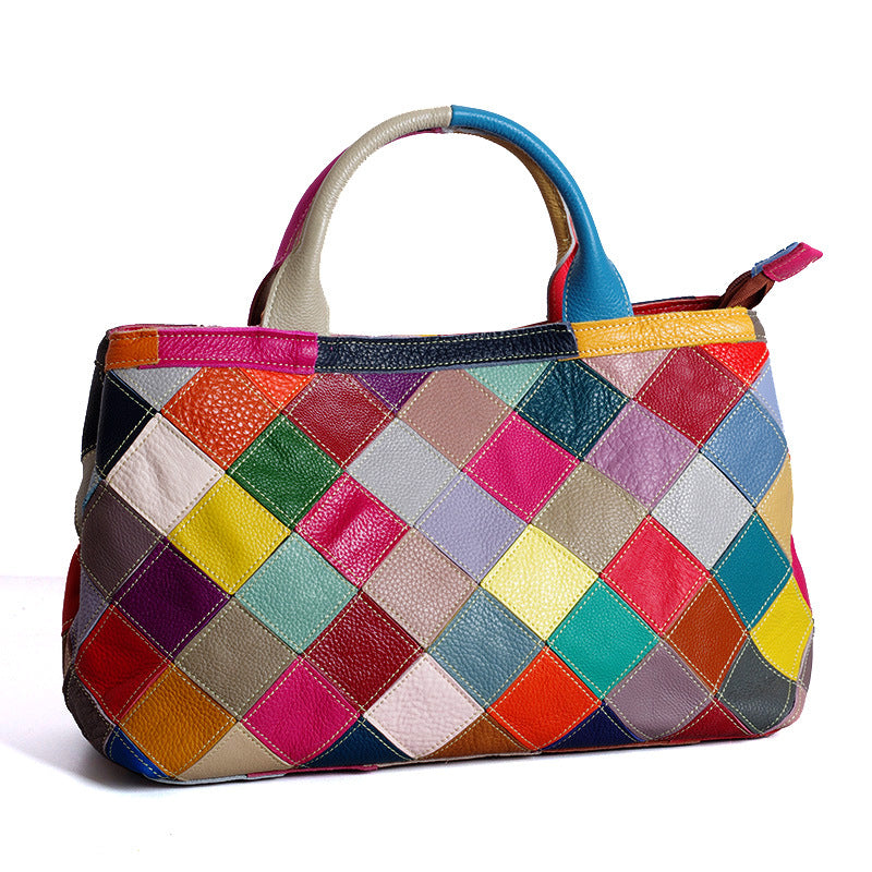 Diamond Patchwork Leather Tote