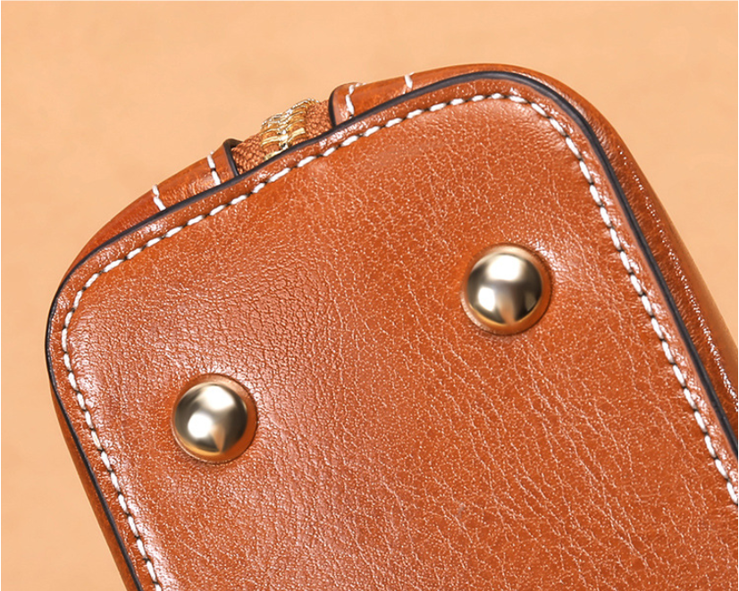 Leather Shoulder Bag with Cat Handle