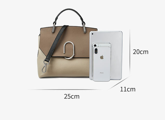 Two-Tone Leather Ring Handbag
