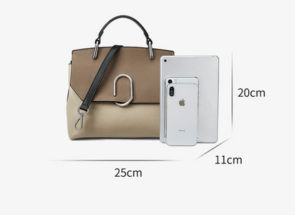 Two-Tone Leather Ring Handbag