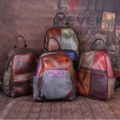 Zweifarbiger Lederrucksack