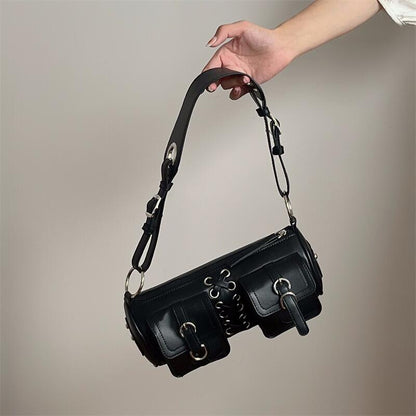 Faux Leather (PU) Buckle Baguette Bag