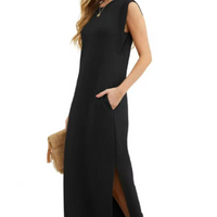 Summer Sleeveless Pocket Maxi Dress