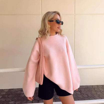 Oversized Crew-Neck Knit Sweater “Paulina”
