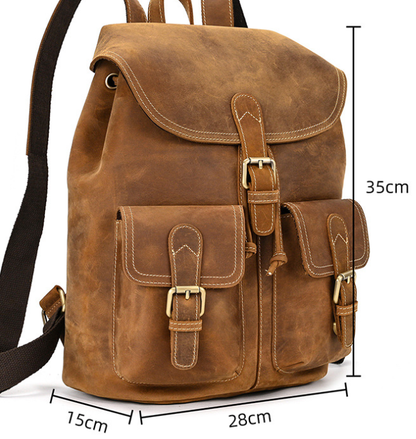 Vintage-Lederrucksack mit Kordelzug