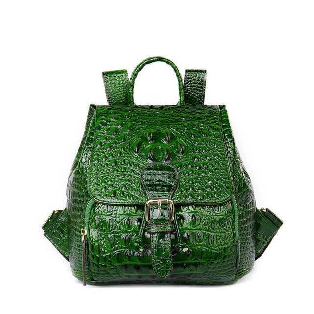 Rucksack aus Leder in Kroko-Optik
