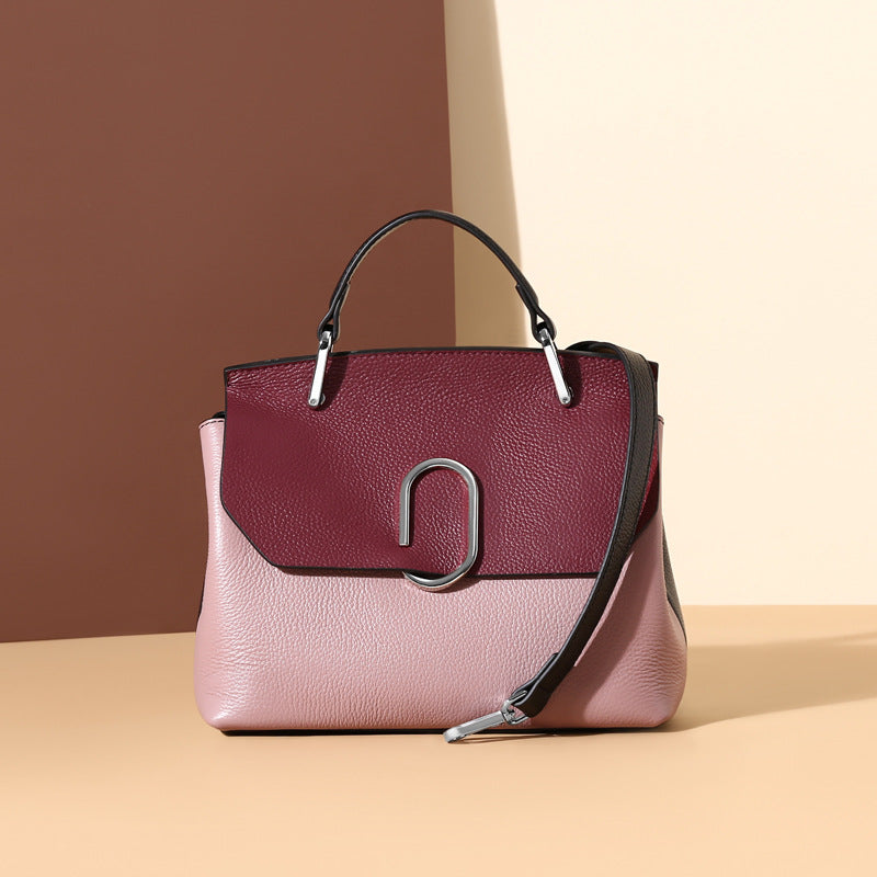 Two-Tone Leather Ring Handbag