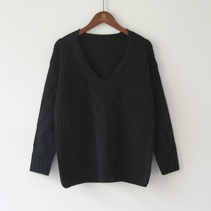 Zopfstrick-Pullover mit V-Ausschnitt „Marina“
